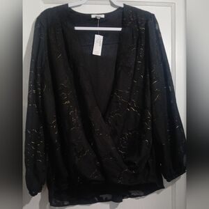 Maurices Black Top with Gold Detailing NWT